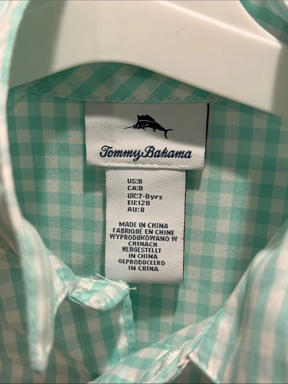 Tommy Bahama Boys' Mint Green Gingham Button-Down Shirt